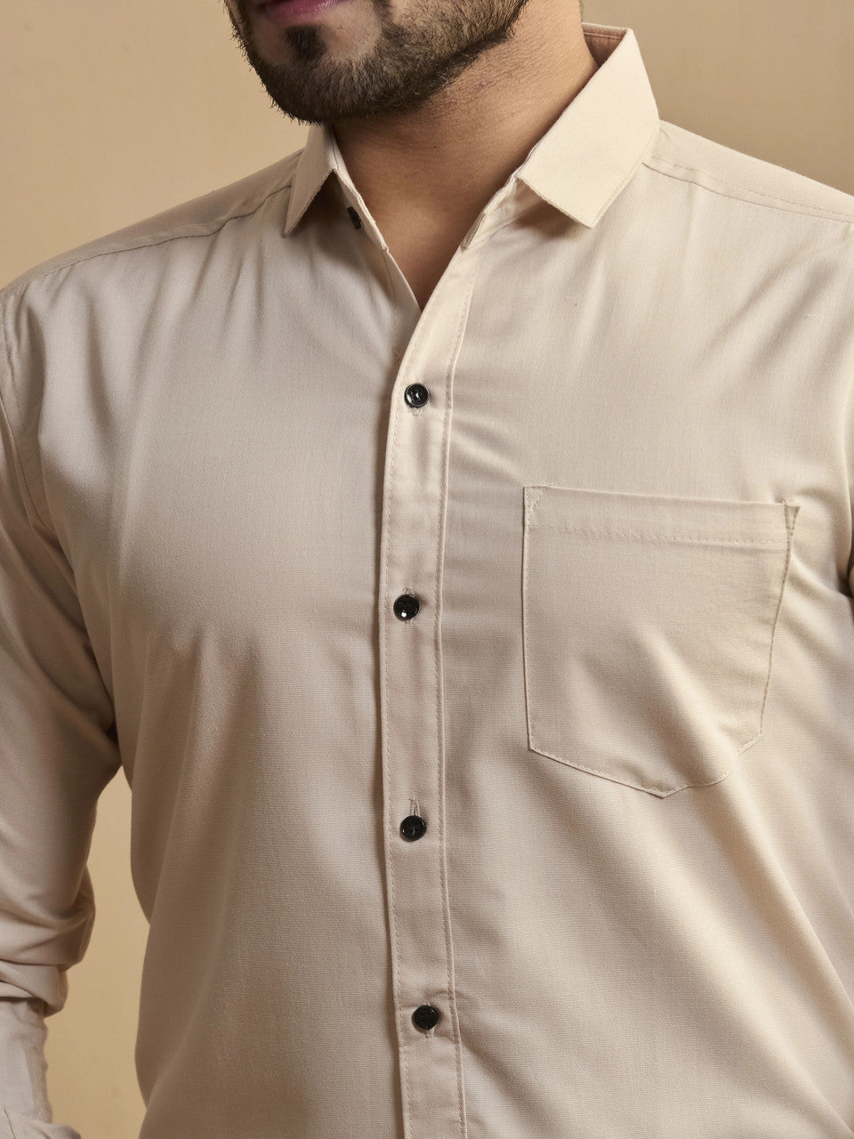 Men Slim Fit Solid Spread Collar Formal Shirt
